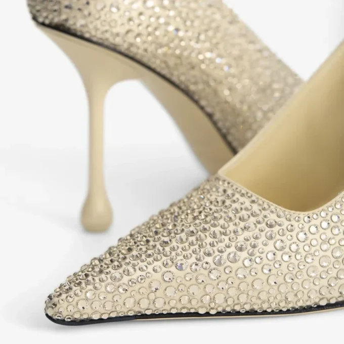 Ixia 95 gele satijnen pumps met strass-steentjes Ixia 95 gele satijnen pumps met strass-steentjes