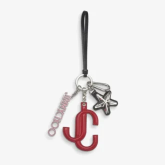 Jc Multi Charm Rood & Snoeproze Kalfsleren Tasbedel met Sterlogo Jc Multi Charm Rood & Snoeproze Kalfsleren Tasbedel met Sterlogo