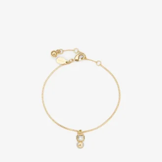 Jc Pearl Cube-armband Gouden metalen armband met parel en kristallen kubus