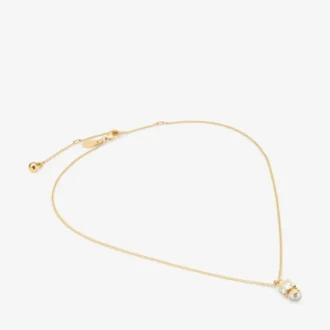 Jc Pearl Cube-hanger Gouden metalen hanger met parel en kristallen kubus
