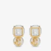 Jc Pearl Cube Studs Gouden metalen oorbellen met parel en kristallen kubus