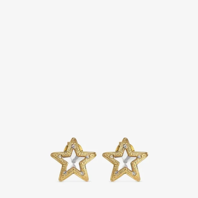 Jc Star Studs Goudkleurige metalen Jc Star Stud-oorbellen met Swarovski-kristallen