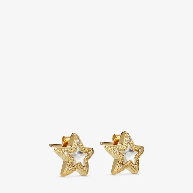 Jc Star Studs Goudkleurige metalen Jc Star Stud-oorbellen met Swarovski-kristallen