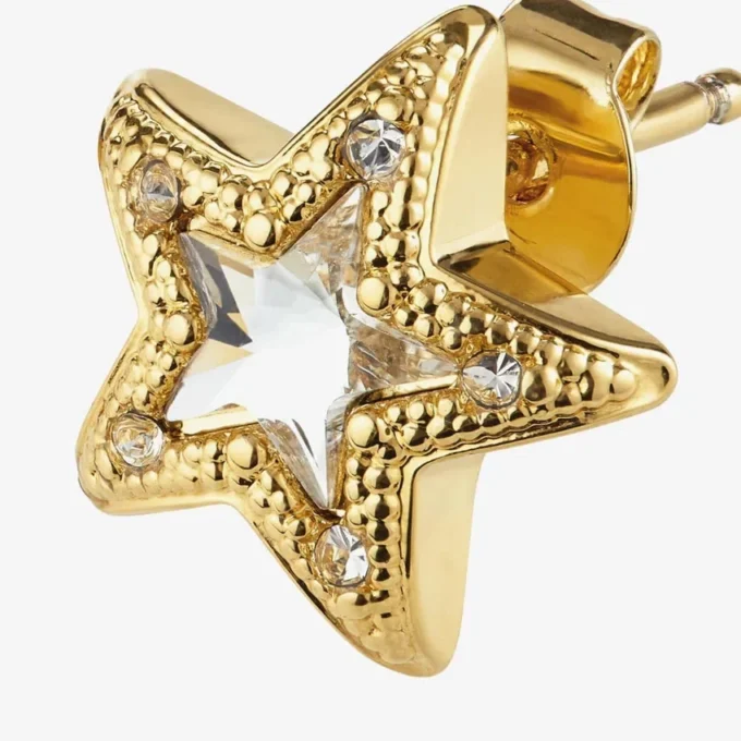 Jc Star Studs Goudkleurige metalen Jc Star Stud-oorbellen met Swarovski-kristallen