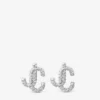 Jc Studs Zilverkleurige metalen Jc Stud-oorbellen met Swarovski-kristallen