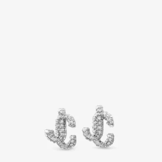 Jc Studs Zilverkleurige metalen Jc Stud-oorbellen met Swarovski-kristallen