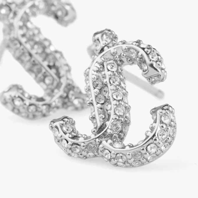 Jc Studs Zilverkleurige metalen Jc Stud-oorbellen met Swarovski-kristallen