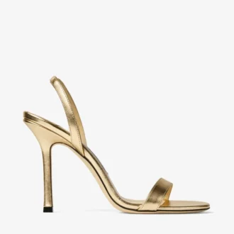 Jenn 100 Goudkleurige metallic nappaleren sandalen
