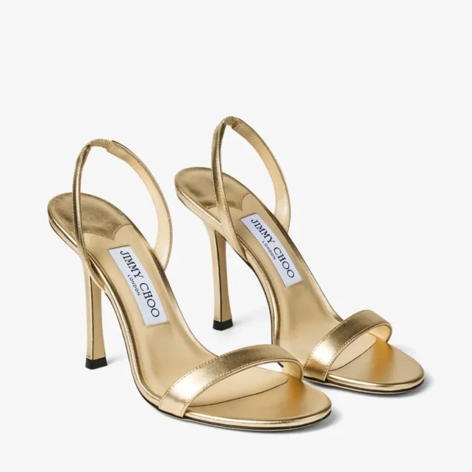 Jenn 100 Goudkleurige metallic nappaleren sandalen Jenn 100 Goudkleurige metallic nappaleren sandalen