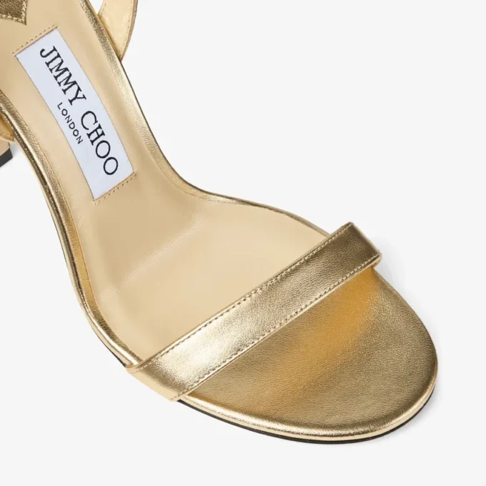 Jenn 100 Goudkleurige metallic nappaleren sandalen Jenn 100 Goudkleurige metallic nappaleren sandalen
