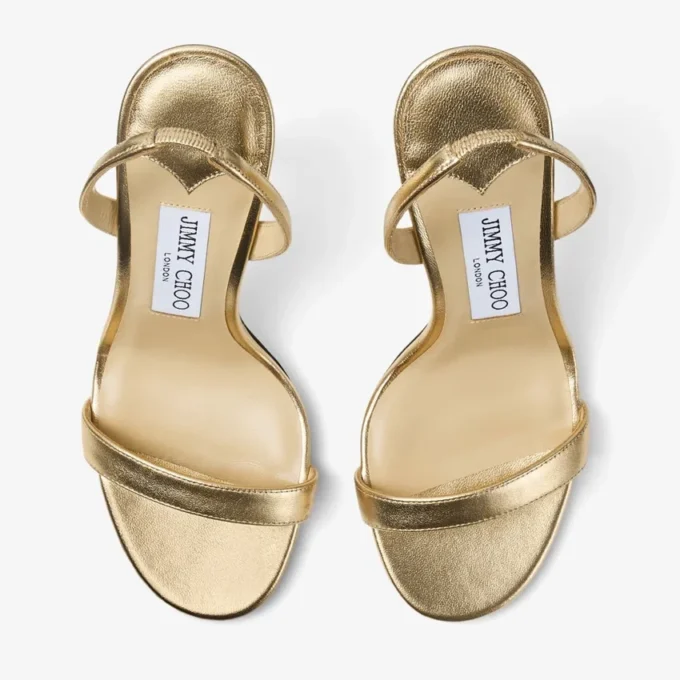 Jenn 100 Goudkleurige metallic nappaleren sandalen Jenn 100 Goudkleurige metallic nappaleren sandalen