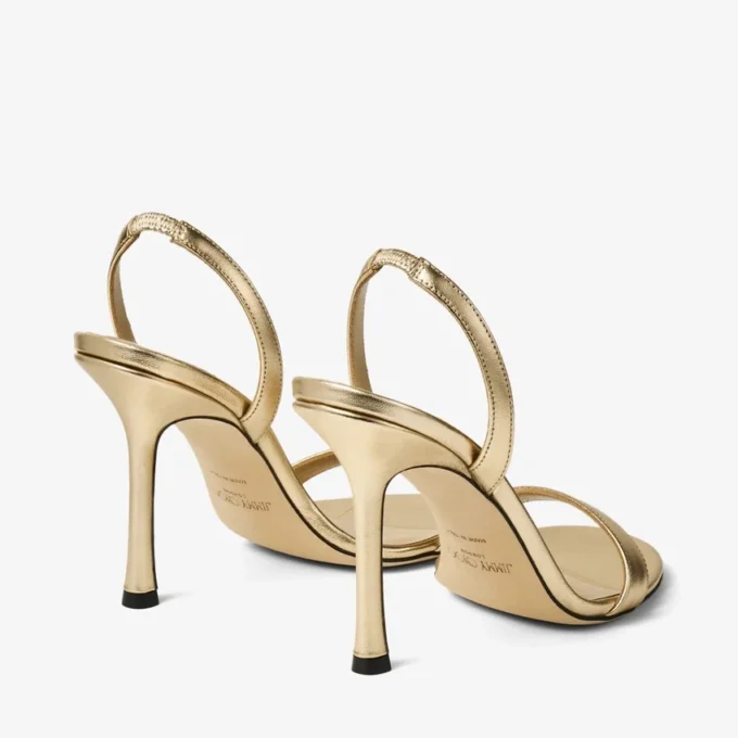 Jenn 100 Goudkleurige metallic nappaleren sandalen Jenn 100 Goudkleurige metallic nappaleren sandalen