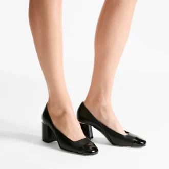 Jenson 65 Zwarte pumps van lakleer en nappaleer