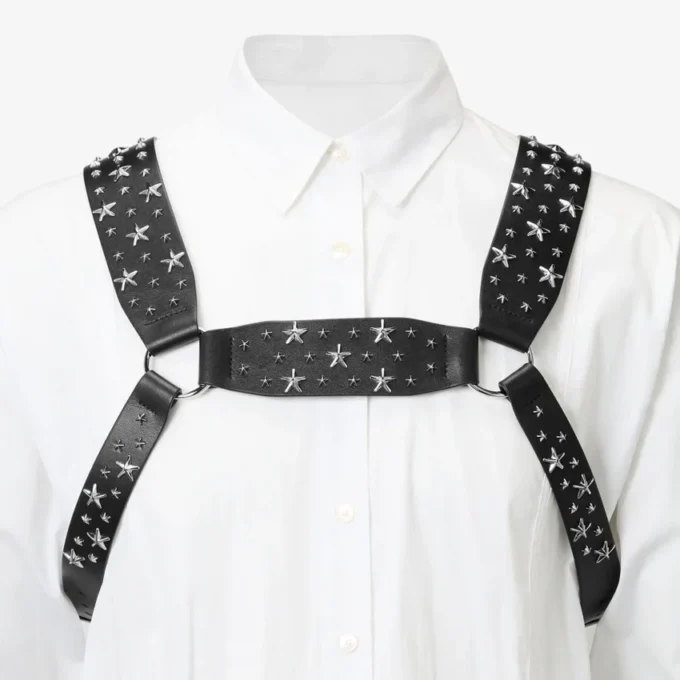Jimmy Choo Noir Kei Ninomiya All Stars Harness Zwart harnas van glad kalfsleer met  metalen versiering met meerdere sterren