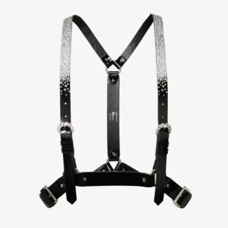 Jimmy Choo Noir Kei Ninomiya Crystals Harness Zwart glanzend leren harnas met kristallen hotfix-versiering