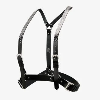 Jimmy Choo Noir Kei Ninomiya Crystals Harness Zwart glanzend leren harnas met kristallen hotfix-versiering