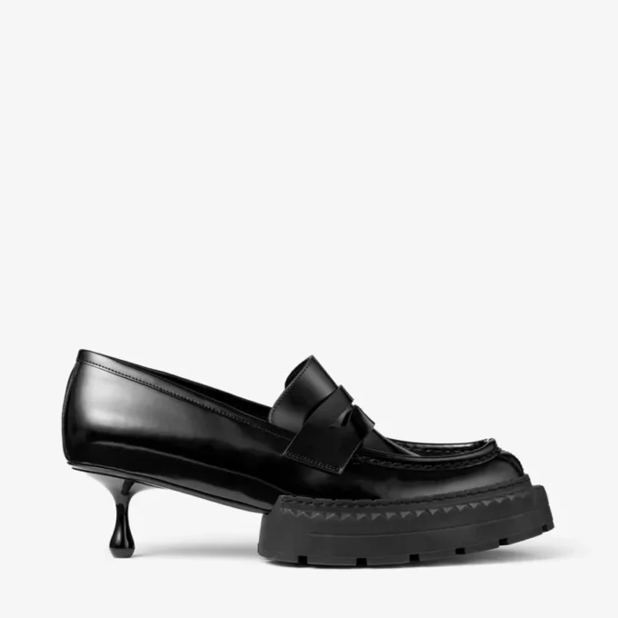 Jimmy Choo Noir Kei Ninomiya Maxi Loafer Zwarte gepolijste kalfsleren loafers Jimmy Choo Noir Kei Ninomiya Maxi Loafer Zwarte gepolijste kalfsleren loafers