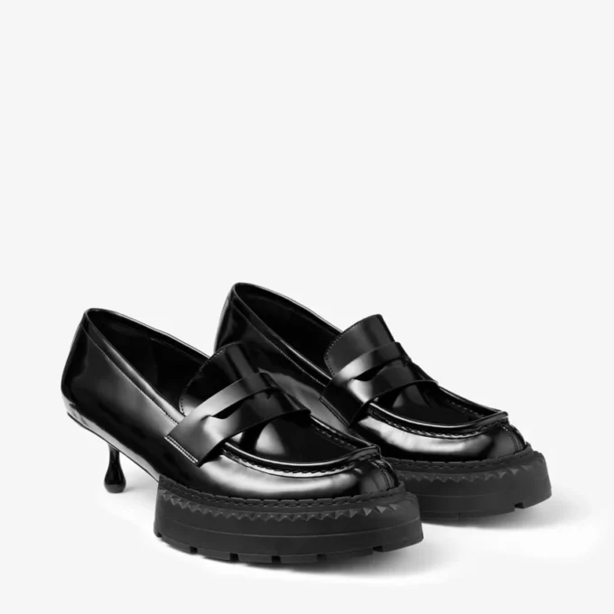 Jimmy Choo Noir Kei Ninomiya Maxi Loafer Zwarte gepolijste kalfsleren loafers Jimmy Choo Noir Kei Ninomiya Maxi Loafer Zwarte gepolijste kalfsleren loafers