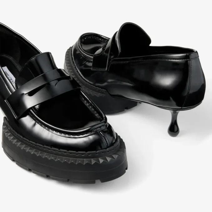 Jimmy Choo Noir Kei Ninomiya Maxi Loafer Zwarte gepolijste kalfsleren loafers Jimmy Choo Noir Kei Ninomiya Maxi Loafer Zwarte gepolijste kalfsleren loafers