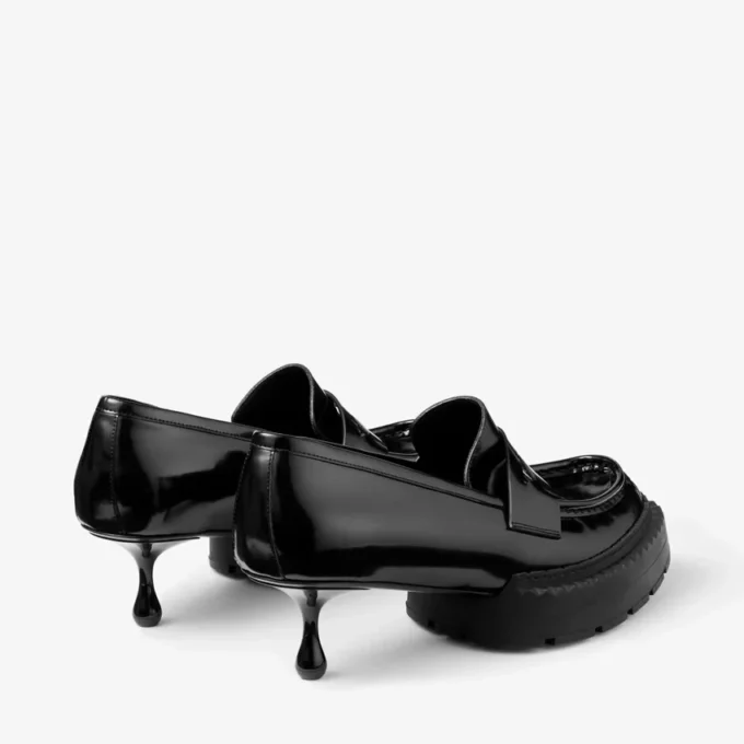 Jimmy Choo Noir Kei Ninomiya Maxi Loafer Zwarte gepolijste kalfsleren loafers Jimmy Choo Noir Kei Ninomiya Maxi Loafer Zwarte gepolijste kalfsleren loafers
