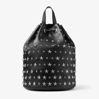 Jimmy Choo Noir Kei Ninomiya-rugzak  Zwarte rugzak van nappaleer met metalen versiering met meerdere sterren
