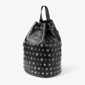 Jimmy Choo Noir Kei Ninomiya-rugzak  Zwarte rugzak van nappaleer met metalen versiering met meerdere sterren