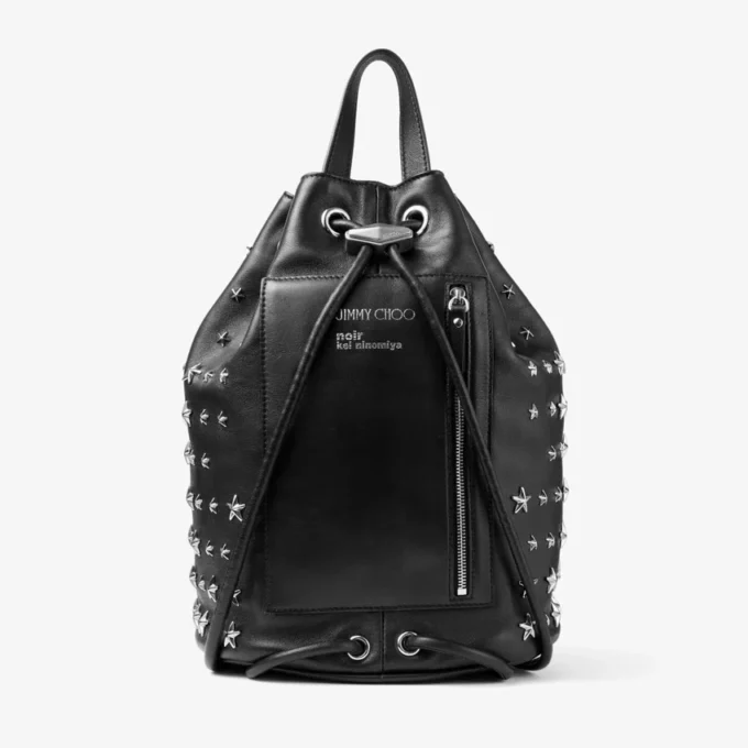 Jimmy Choo Noir Kei Ninomiya-rugzak  Zwarte rugzak van nappaleer met metalen versiering met meerdere sterren