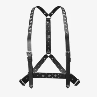Jimmy Choo Noir Kei Ninomiya Single Star Harness Zwart glad kalfsleren harnas met metalen multi-sterrenversiering