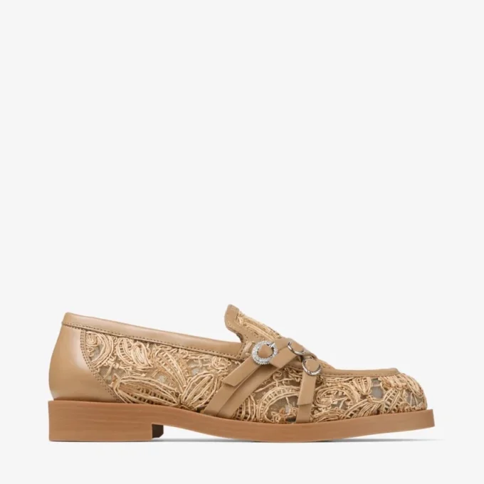 Kalia Loafer Loafers van natuurlijk geweven raffia met bloemenmotief en kalfsleer Kalia Loafer Loafers van natuurlijk geweven raffia met bloemenmotief en kalfsleer