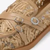 Kalia Loafer Loafers van natuurlijk geweven raffia met bloemenmotief en kalfsleer Kalia Loafer Loafers van natuurlijk geweven raffia met bloemenmotief en kalfsleer