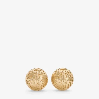 Kantbolletjes Oorbellen met bolletjes van metaal met gouden afwerking