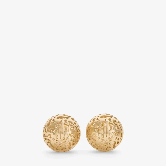Kantbolletjes Oorbellen met bolletjes van metaal met gouden afwerking