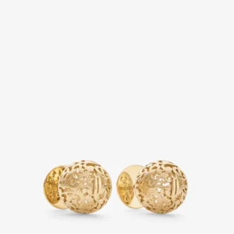 Kantbolletjes Oorbellen met bolletjes van metaal met gouden afwerking