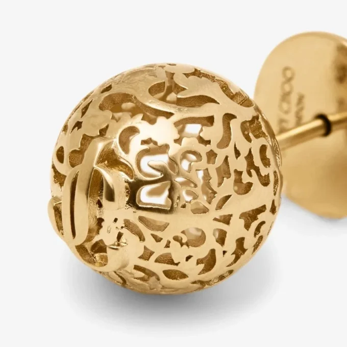 Kantbolletjes Oorbellen met bolletjes van metaal met gouden afwerking