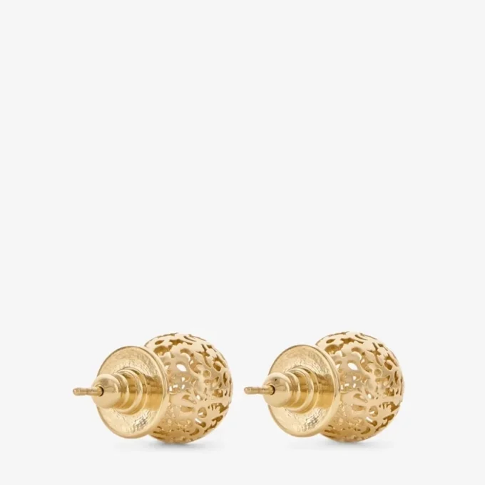 Kantbolletjes Oorbellen met bolletjes van metaal met gouden afwerking
