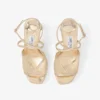 Karli Platform 125 Goudkleurige sandalen van Illusion Crystal Mesh en Liquid Metal-leer Karli Platform 125 Goudkleurige sandalen van Illusion Crystal Mesh en Liquid Metal-leer