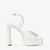 Karli Platform 125 Ivoor Satijnen Kristallen Plateausandalen Karli Platform 125 Ivoor Satijnen Kristallen Plateausandalen