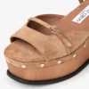 Kata 60 Toffee fluweel suède sandaal op sleehak