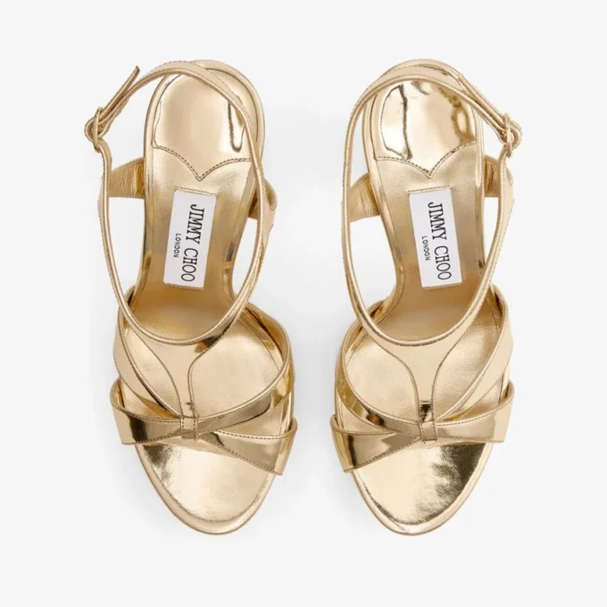 Kesia 120 gouden sandalen van vloeibaar metaal-effect leer Kesia 120 gouden sandalen van vloeibaar metaal-effect leer