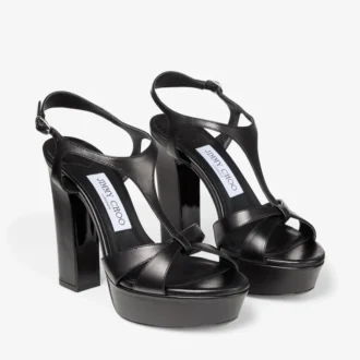Kesia 120 zwarte leren sandalen