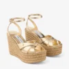 Korra 100 goudkleurige metallic nappaleer sleehakken