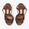 Kove 120 Chocoladebruine en lichtbruine platform sandalen van fijne raffia Kove 120 Chocoladebruine en lichtbruine platform sandalen van fijne raffia