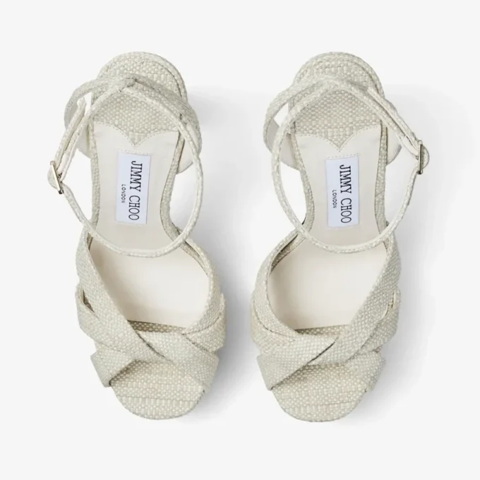 Kove 120 Natuurlijke fijne raffia plateausandalen Kove 120 Natuurlijke fijne raffia plateausandalen