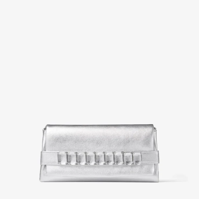 Kya zilvermetalen nappaleren clutch Kya zilvermetalen nappaleren clutch