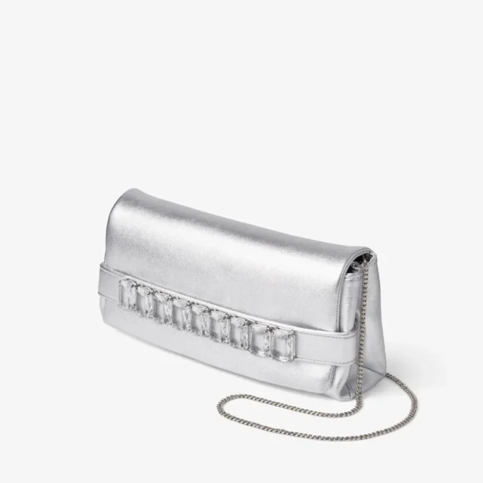 Kya zilvermetalen nappaleren clutch Kya zilvermetalen nappaleren clutch