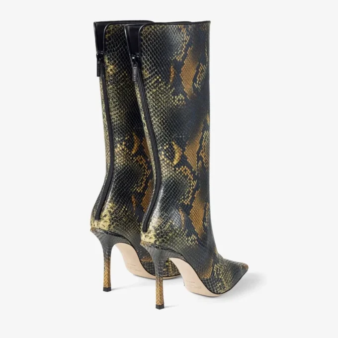 Laars Kniehoge laars van leer met pythonprint Laars Kniehoge laars van leer met pythonprint