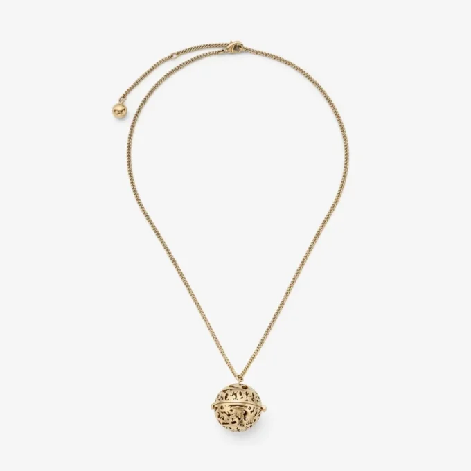 Lace Sphere-hanger Ketting met metalen bolhanger met gouden afwerking Lace Sphere-hanger Ketting met metalen bolhanger met gouden afwerking