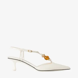 Lauri 50 Latte Mix Nappa-leren slingbacks met kralen