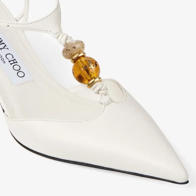 Lauri 50 Latte Mix Nappa-leren slingbacks met kralen Lauri 50 Latte Mix Nappa-leren slingbacks met kralen