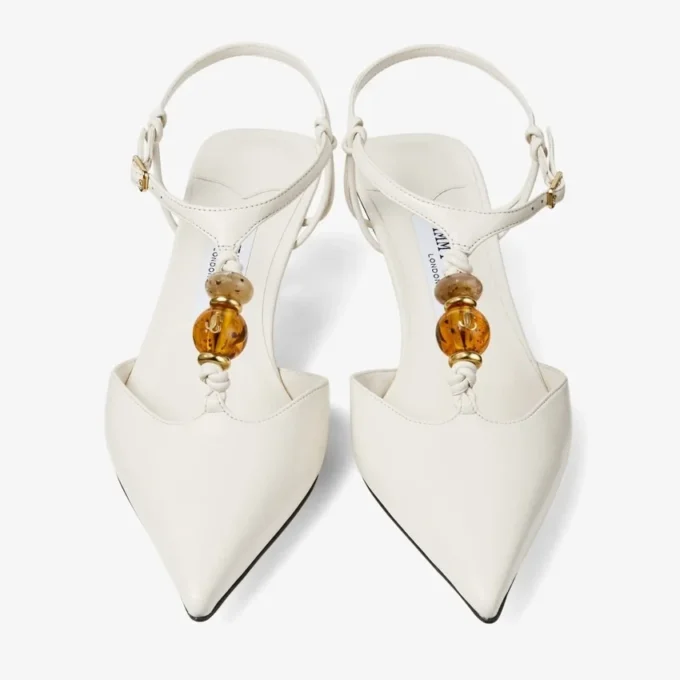 Lauri 50 Latte Mix Nappa-leren slingbacks met kralen Lauri 50 Latte Mix Nappa-leren slingbacks met kralen
